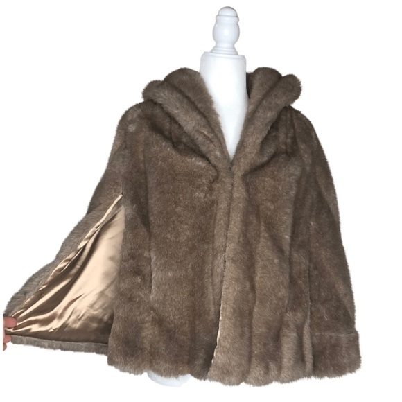 Vintage Faux Fur Capelet Stole 60’s Susan Lynn Faux Fur Sz S - Picture 6 of 13
